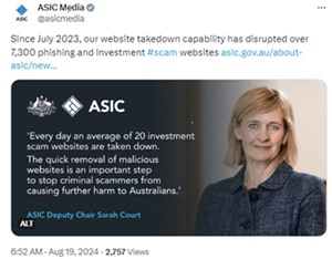ASIC shutdown scam websites