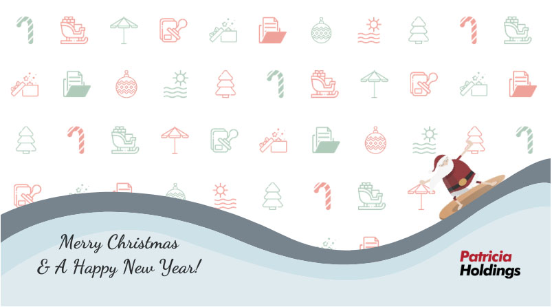 Santa riding a ski slope - Merry Christmas