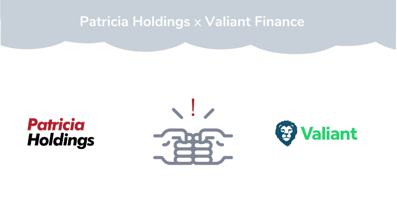 Patricia Holdings logo and Valiant Finance logo